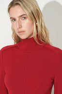 Tilly Seamed Saddle Shoulder Turtleneck Top in Wool Blend