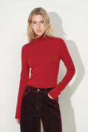 Tilly Seamed Saddle Shoulder Turtleneck Top in Wool Blend