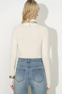 Tilly Seamed Semi Sheer Knit Top in Wool Cotton Blend