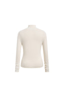 Tilly Seamed Semi Sheer Knit Top in Wool Cotton Blend