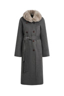 Tullia Belted Cocoon Long Coat in Wool Cashmere Blend