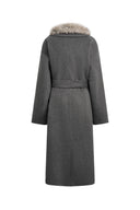 Tullia Belted Cocoon Long Coat in Wool Cashmere Blend