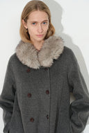 Tullia Belted Cocoon Long Coat in Wool Cashmere Blend