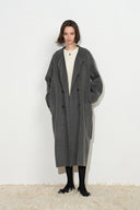 Tullia Belted Cocoon Long Coat in Wool Cashmere Blend
