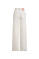 Ivory straight leg women's jeans with turned cuffs and tonal stitching