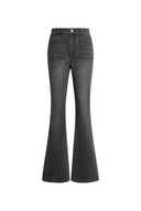 Una Ausgestellte Jeans aus Stretch-Denim mit Kristallverzierung und Farbverlauf