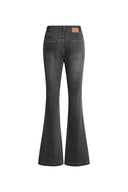 Una Ausgestellte Jeans aus Stretch-Denim mit Kristallverzierung und Farbverlauf