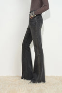 Una Crystal Embellished Gradient Flared Jeans in Stretch Denim