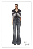 Una Ausgestellte Jeans aus Stretch-Denim mit Kristallverzierung und Farbverlauf