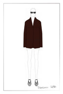 Verdi Curved Hem Loose Suit Blazer in Faux Suede