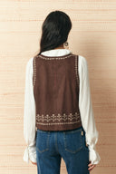 Vestsue Embroidery Vest in Faux Suede