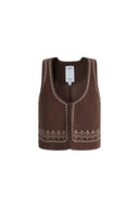 Vestsue Embroidery Vest in Faux Suede