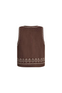 Vestsue Embroidery Vest in Faux Suede