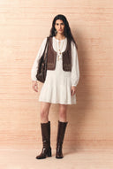 Vestsue Embroidery Vest in Faux Suede