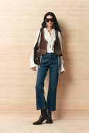 Vestsue Embroidery Vest in Faux Suede