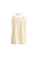 Viola Lace Ribbon Sleeveless Top in Tulle Embroidery