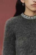 Violet Kristal Versiering Kraag Trui in Alpaca Mix