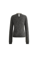 Violet Kristal Versiering Kraag Trui in Alpaca Mix