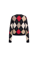 Vittoria Hand Embroidery Argyle Sweater in Wool Blend