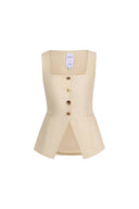 Wendy Cinched Sleeveless Top in Linen Blend