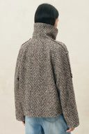 Willow Herringbone Cropped Coat in Wool Tweed