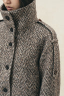 Willow Herringbone Cropped Coat in Wool Tweed