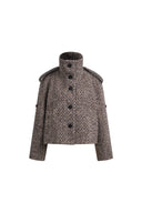 Willow Herringbone Cropped Coat in Wool Tweed