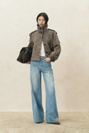 Willow Herringbone Cropped Coat in Wool Tweed