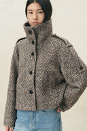 Willow Herringbone Cropped Coat in Wool Tweed