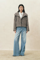 Willow Herringbone Cropped Coat in Wool Tweed