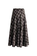 Xaviera Checkered Maxi Skirt in Fine Wool Blend