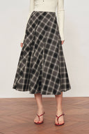 Skirt Maxi Corak Kotak Xaviera dalam Campuran Bulu Halus