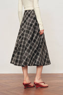 Xaviera Checkered Maxi Skirt in Fine Wool Blend