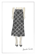 Xaviera Checkered Maxi Skirt in Fine Wool Blend