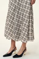 Xaviera Midi Plaid Skirt in Bubble Crinkle Cotton
