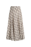 Xaviera Midi Plaid Skirt in Bubble Crinkle Cotton