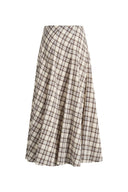 Xaviera Midi Plaid Skirt in Bubble Crinkle Cotton