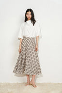 Xaviera Midi Plaid Skirt in Bubble Crinkle Cotton