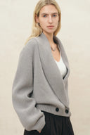 Xaviera Relaxed Shawl Collar Cardigan in 100% Wool