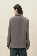 Blazer extragrande Xena de mezcla de lana con diseño de espiga