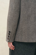 Blazer extragrande Xena de mezcla de lana con diseño de espiga
