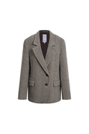Blazer extragrande Xena de mezcla de lana con diseño de espiga