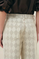 Xuhui Argyle Wide Leg Jeans in Jacquard Cotton Denim