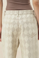 Xuhui Argyle Jeans mit weitem Bein aus Jacquard-Baumwoll-Denim