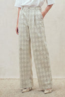 Xuhui Argyle Wide Leg Jeans in Jacquard Cotton Denim