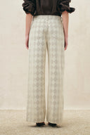 Xuhui Argyle Wide Leg Jeans in Jacquard Cotton Denim