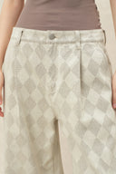 Xuhui Argyle Jeans mit weitem Bein aus Jacquard-Baumwoll-Denim