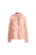 Xyla Semi Sheer Blouse in Silk Crepe with Paisley