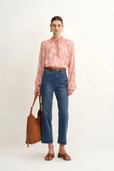 Xyla Semi Sheer Blouse in Silk Crepe with Paisley
