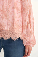 Xyla Semi Sheer Blouse in Silk Crepe with Paisley